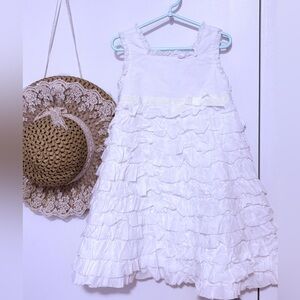 Heirlooms Elegant White Ruffled Kids Dress